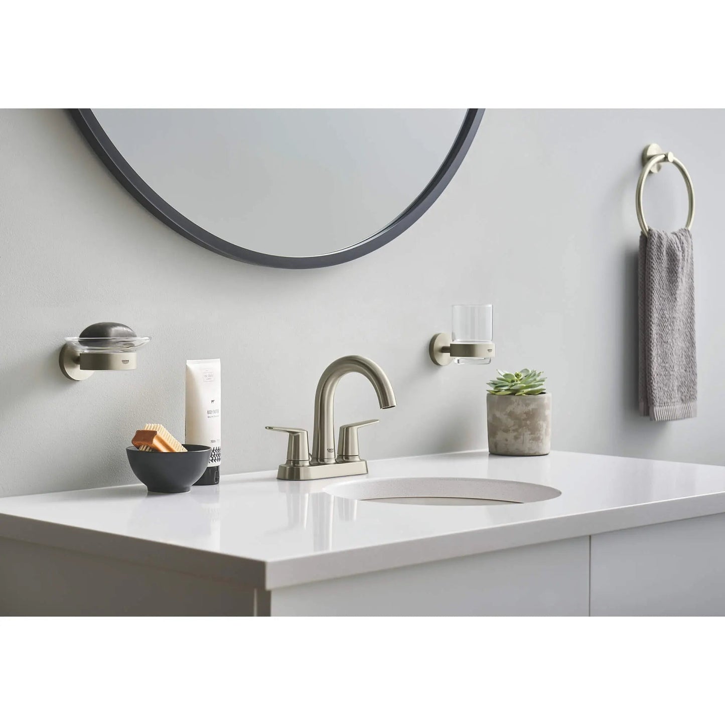 Grohe Veletto 1.2 GPM 4" Centerset Two Handle StarLight Brushed Nickel Infinity Faucet
