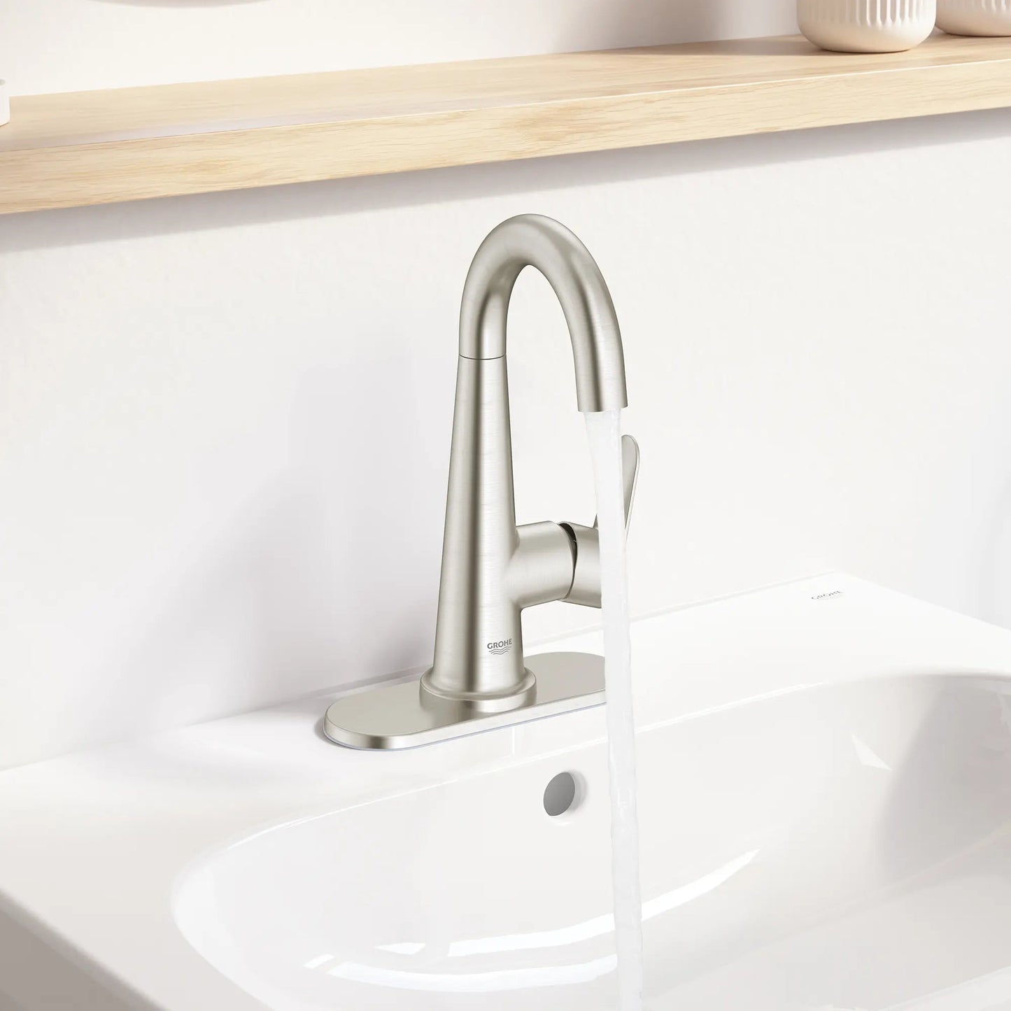 Grohe Veletto 4" Single-Handle 1.2 GPM Centerset Brushed Nickel Infinity Faucet