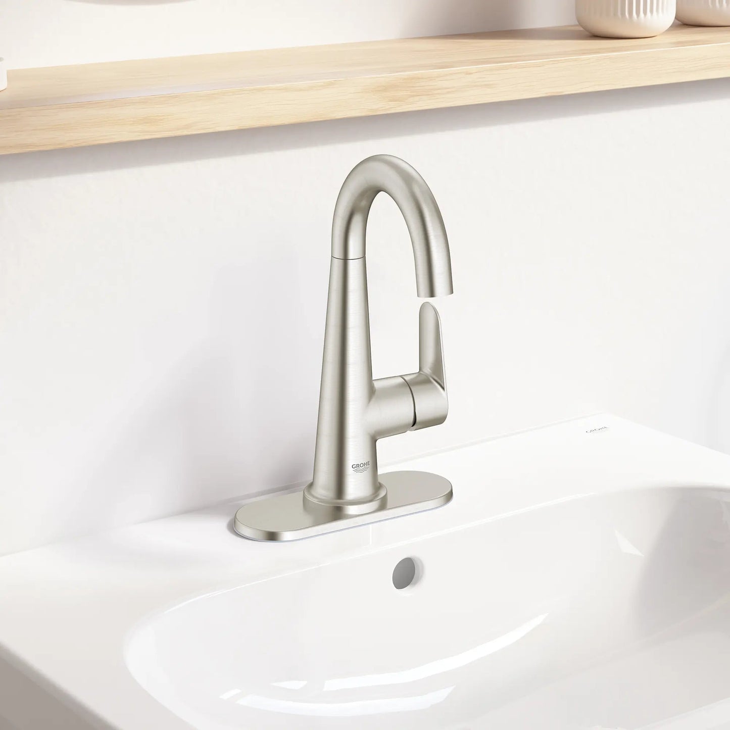 Grohe Veletto 4" Single-Handle 1.2 GPM Centerset Brushed Nickel Infinity Faucet