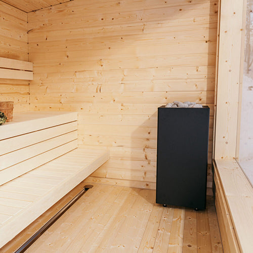 HUUM Core Black Series 6.5kW 240V 1PH Sleek Matte Black Metal Exterior Sauna Heater