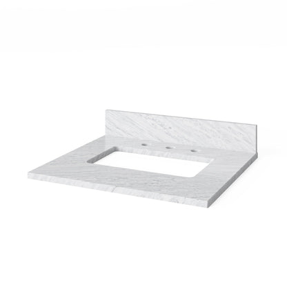 Hardware Resources Jeffrey Alexander Silver Label Addington 24" 2-Door 1-Drawer White Freestanding Vanity With White Carrara Marble Vanity Top, Backsplash and Rectangle Undermount Sink