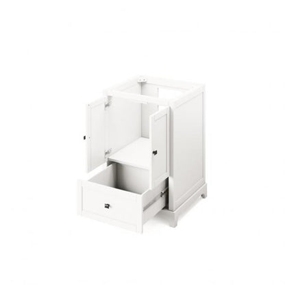 Hardware Resources Jeffrey Alexander Silver Label Addington 24" 2-Door 1-Drawer White Freestanding Vanity With White Carrara Marble Vanity Top, Backsplash and Rectangle Undermount Sink