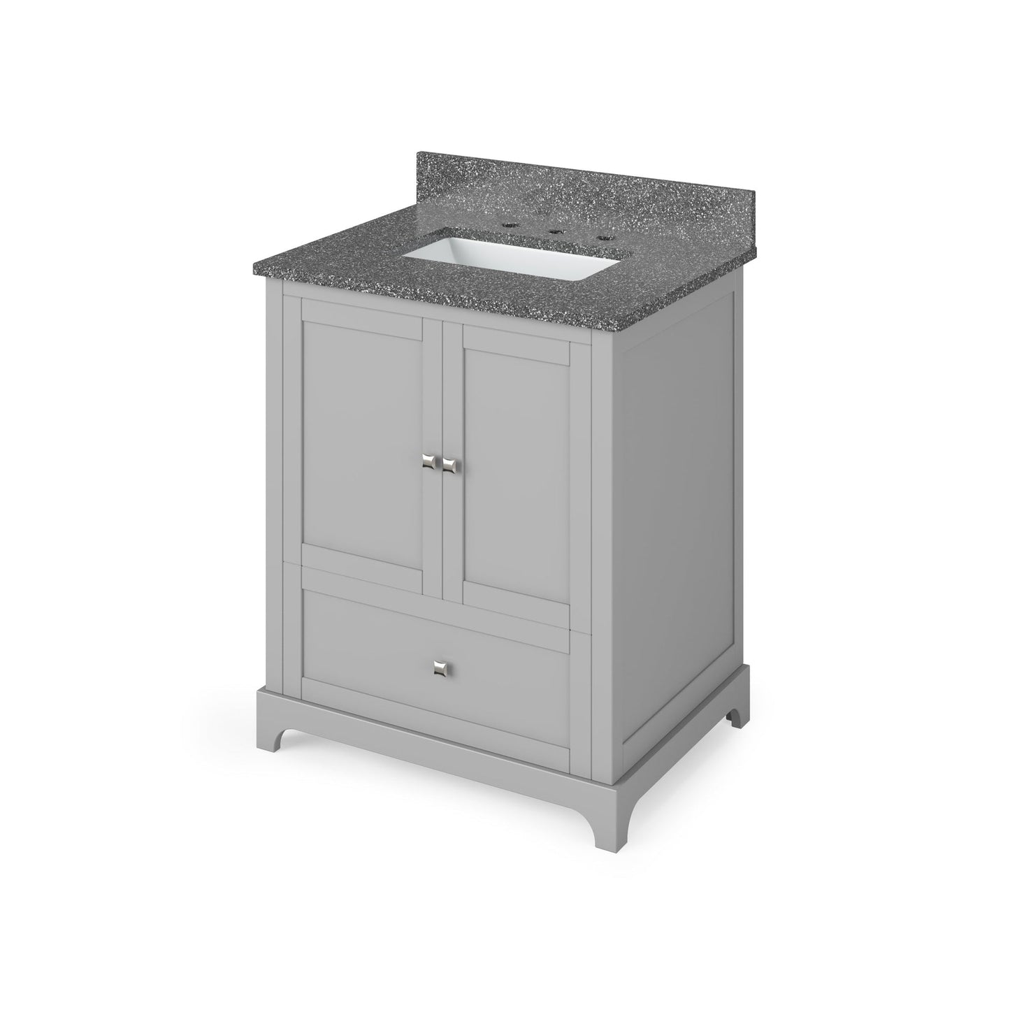 Hardware Resources Jeffrey Alexander Silver Label Addington 30" 2-Door 1-Drawer Gray Freestanding Vanity With Boulder Cultured Marble Vanity Top, Backsplash and Rectangle Undermount Sink