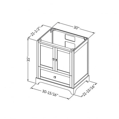 Hardware Resources Jeffrey Alexander Silver Label Addington 30" 2-Door 1-Drawer White Freestanding Vanity With Calacatta Vienna Quartz Vanity Top, Backsplash and Rectangle Undermount Sink