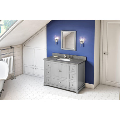 Hardware Resources Jeffrey Alexander Silver Label Addington 48" 2-Door 7-Drawer Gray Freestanding Vanity With Steel Gray Cultured Marble Vanity Top, Backsplash and Rectangle Undermount Sink