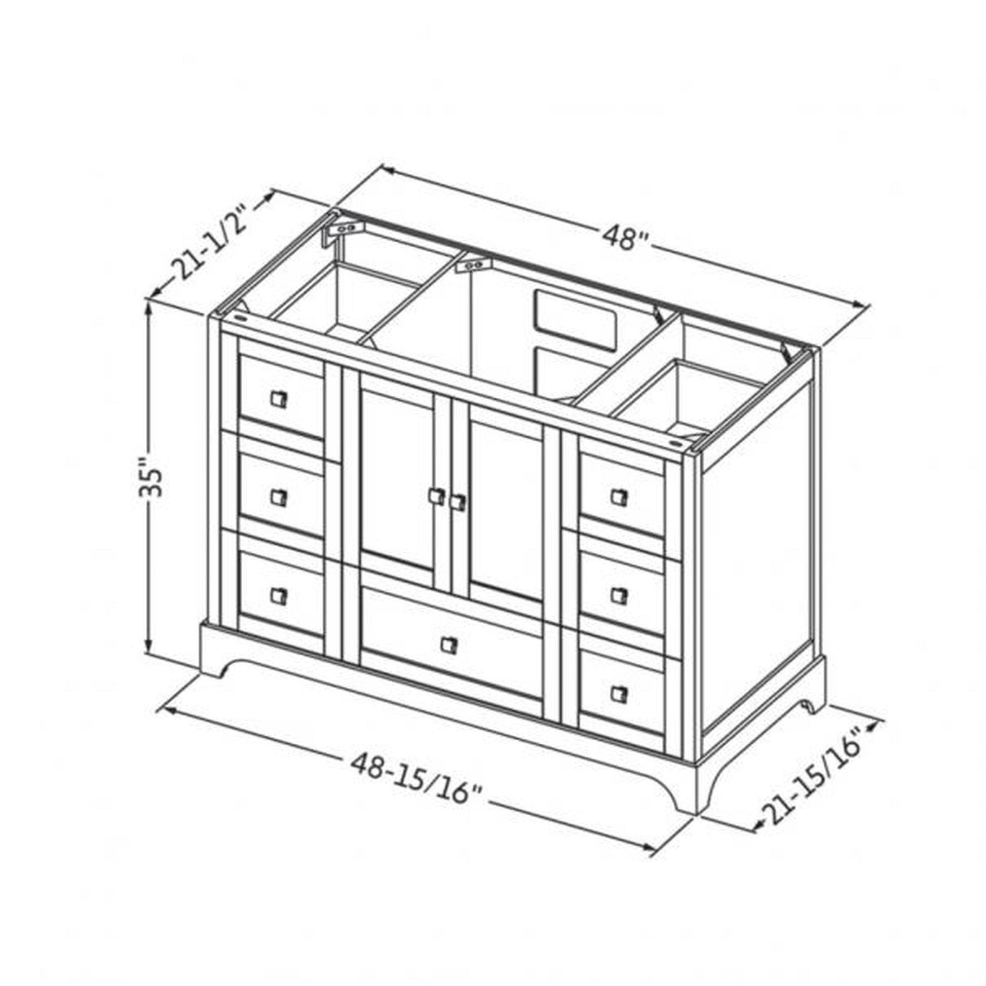 Hardware Resources Jeffrey Alexander Silver Label Addington 48" 2-Door 7-Drawer White Freestanding Vanity With White Carrara Marble Vanity Top, Backsplash and Rectangle Undermount Sink