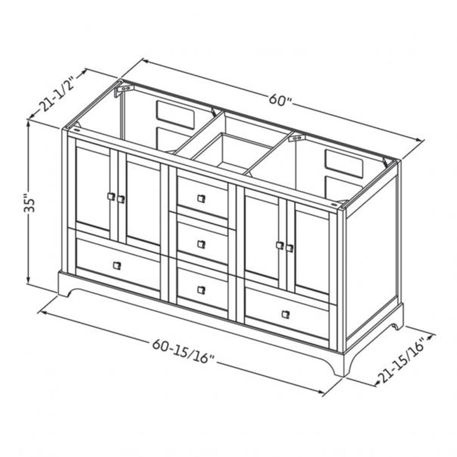 Hardware Resources Jeffrey Alexander Silver Label Addington 60" 4-Door 5-Drawer Gray Freestanding Vanity With Double Bowl, Calacatta Vienna Quartz Vanity Top, Backsplash and Rectangle Undermount Sink