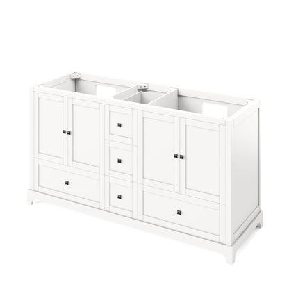 Hardware Resources Jeffrey Alexander Silver Label Addington 60" 4-Door 5-Drawer Gray Freestanding Vanity With Double Bowl, Steel Gray Cultured Marble Vanity Top, Backsplash and Rectangle Undermount Sink