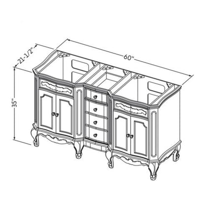 Hardware Resources Jeffrey Alexander Silver Label Clairemont 60" Nutmeg Freestanding Vanity With Double Bowl, Clairemont-Only Black Granite Vanity Top, Backsplash and Rectangle Undermount Sink