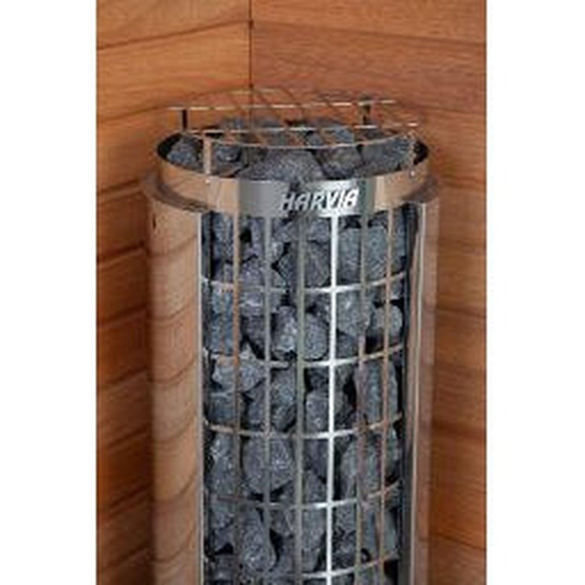 Harvia Cilindro Half Series 8 kW 240V 1PH Freestanding Stainless Steel Electric Sauna Heater With Built-In Timer and Temperature Control