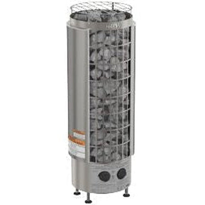Harvia Cilindro Half Series 9 kW 240V 1PH Freestanding Stainless Steel Electric Sauna Heater With Built-In Timer and Temperature Control