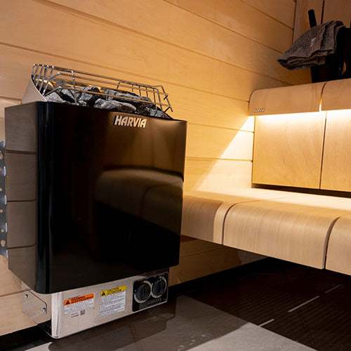 Harvia KIP60B 6kW 240V 1PH Black Steel Wall Mounted Electric Sauna Heater With Built-In Control