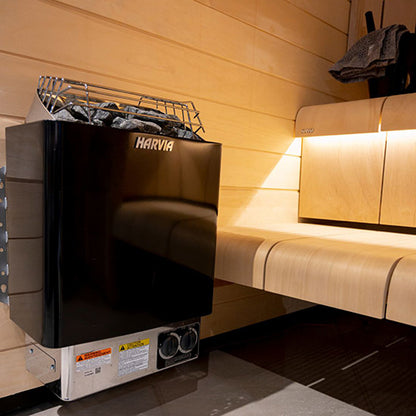 Harvia KIP80B 8kW 240V 1PH Black Steel Wall Mounted Electric Sauna Heater With Built-In Control