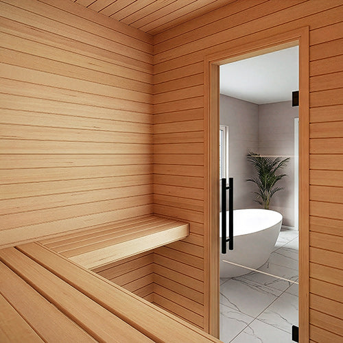 PROSAUNAS Hemlock 1/2" x 4" x 4' Natural Hemlock Wood Vertical Grain, Tongue & Groove, V-Joint 2 Edges Sauna Wall Paneling