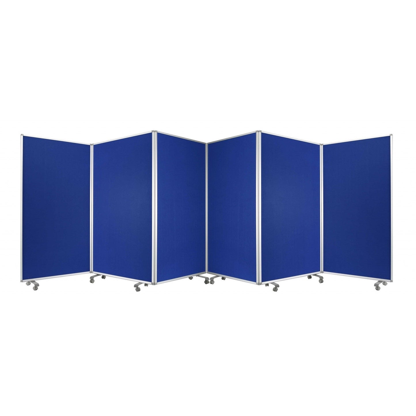 HomeRoots 106" x 1" x 71" Metal And Fabric Screen in Blue Finish