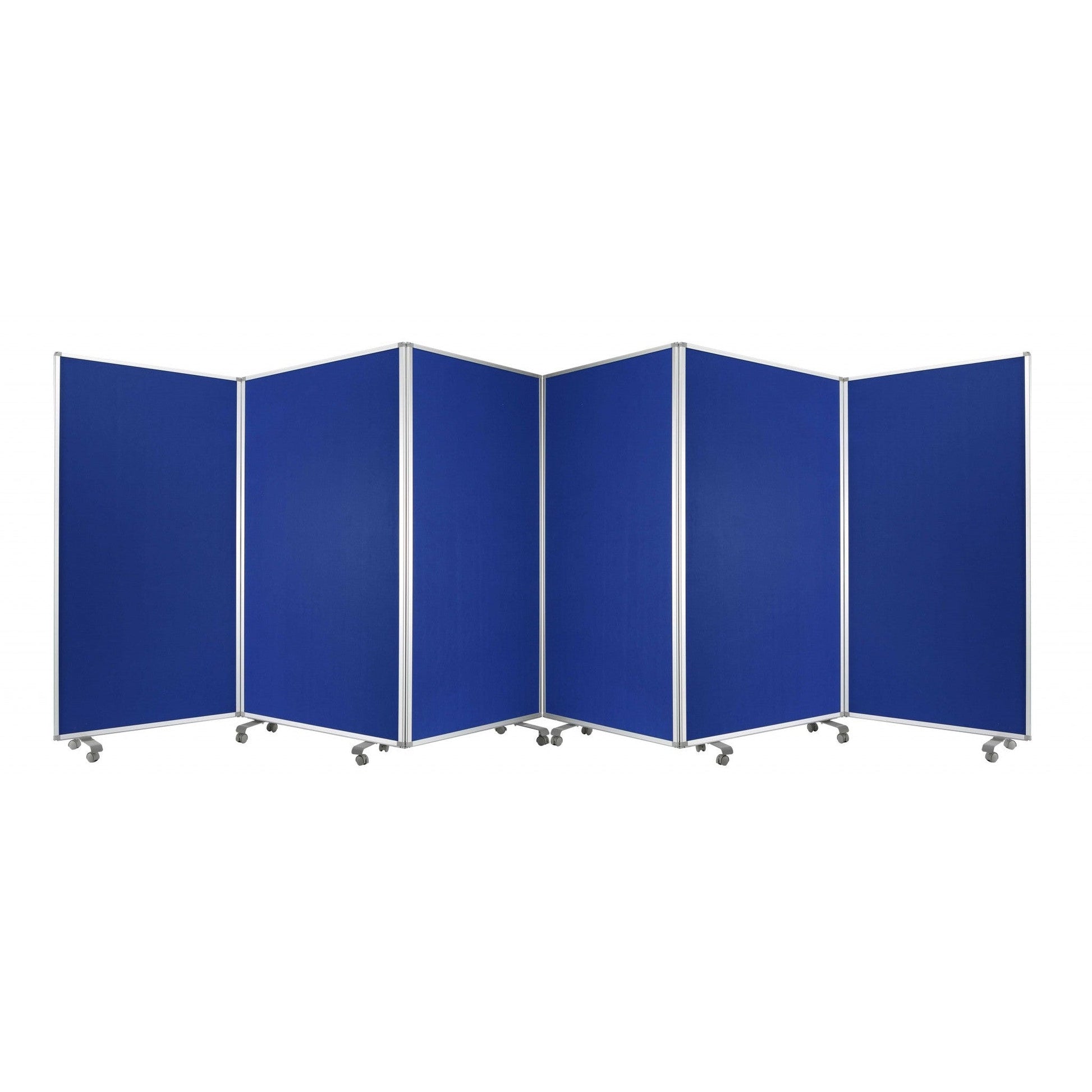 HomeRoots 106" x 1" x 71" Metal And Fabric Screen in Blue Finish