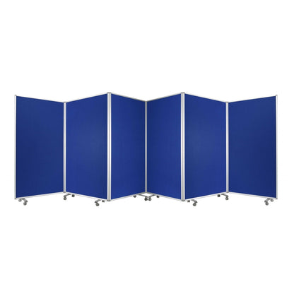 HomeRoots 106" x 1" x 71" Metal And Fabric Screen in Blue Finish