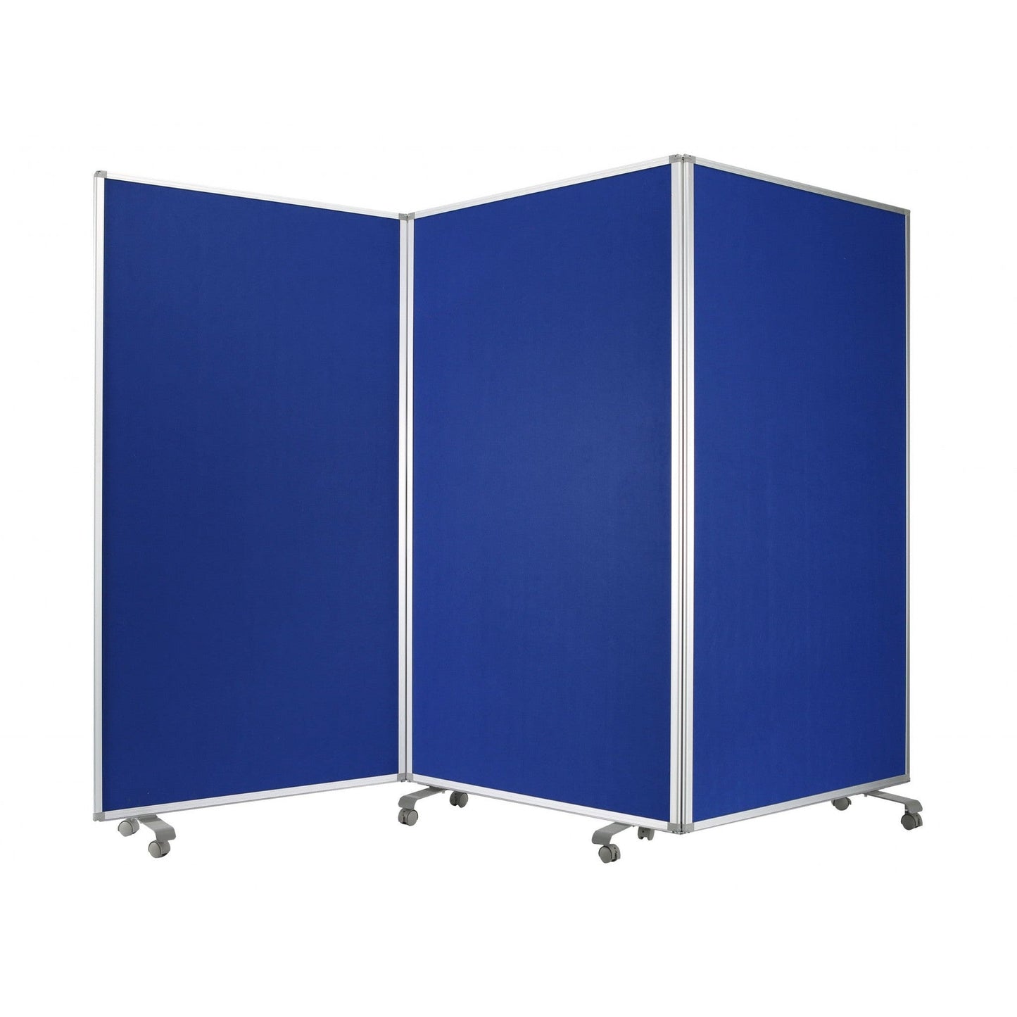 HomeRoots 106" x 1" x 71" Metal And Fabric Screen in Blue Finish