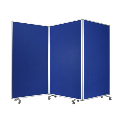 HomeRoots 106" x 1" x 71" Metal And Fabric Screen in Blue Finish