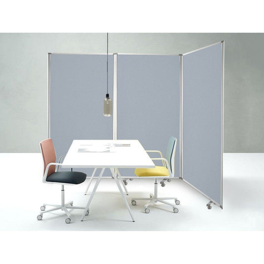 HomeRoots 106" x 1" x 71" Metal And Fabric Screen in Gray Finish