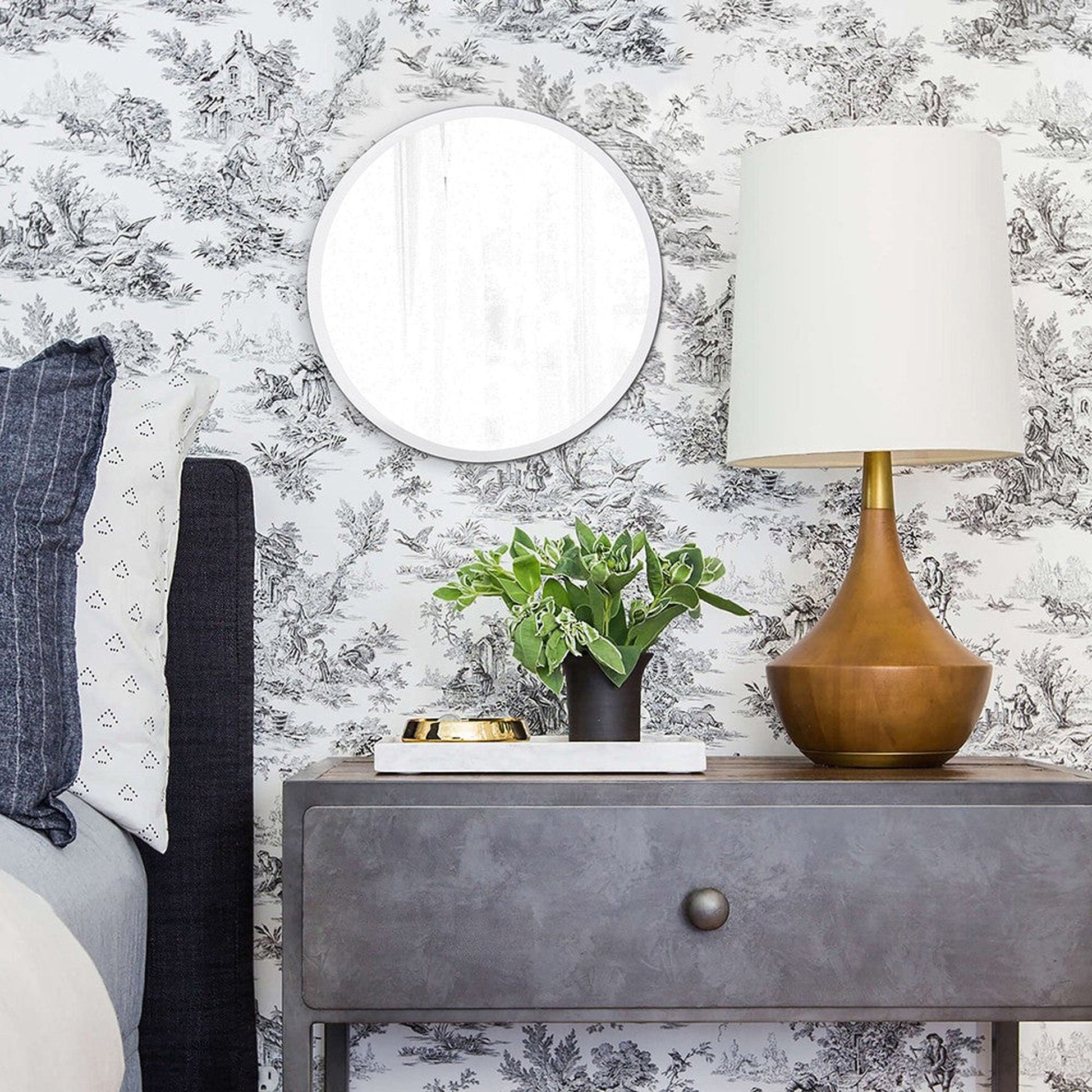 HomeRoots 12' x 12' Minimalist Round Mirror with Beveled Edge