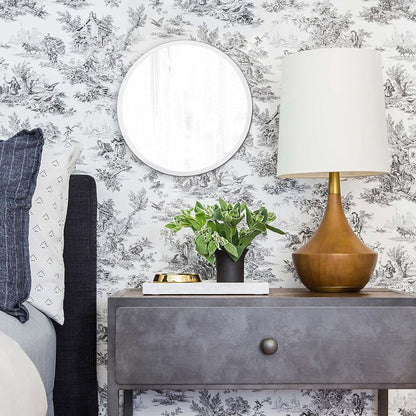 HomeRoots 12' x 12' Minimalist Round Mirror with Beveled Edge