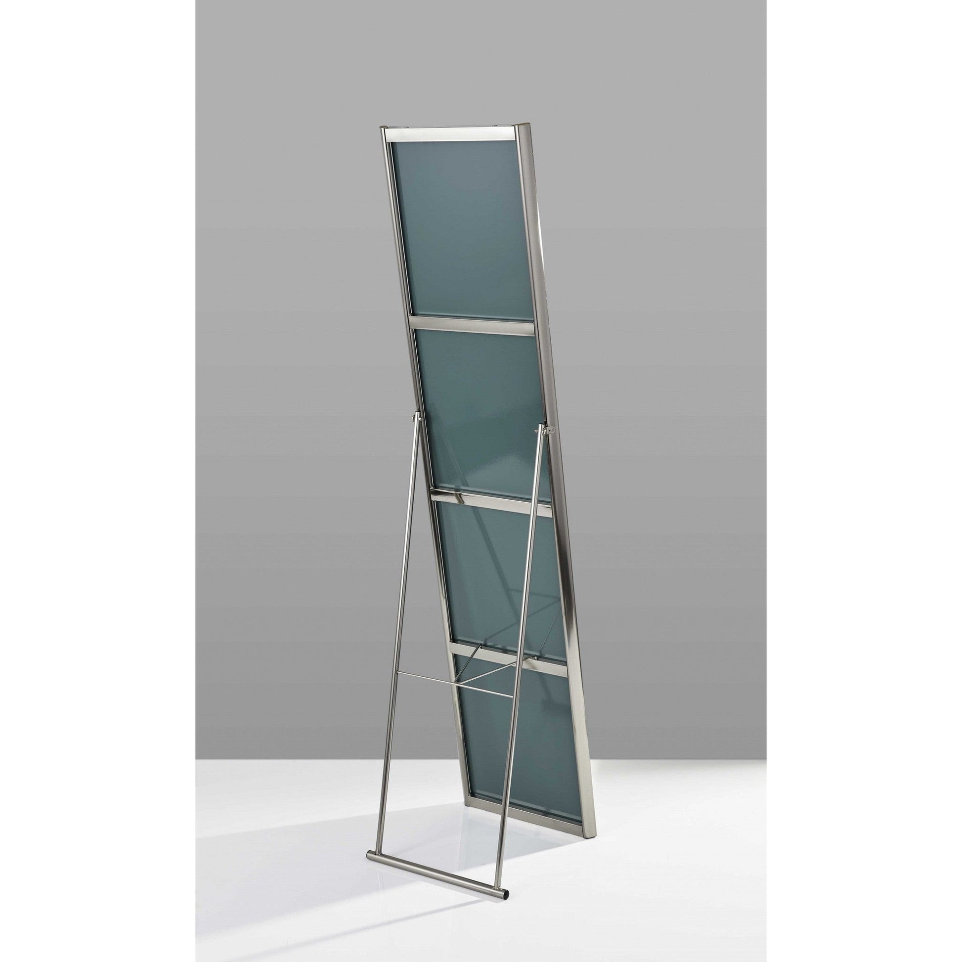 HomeRoots 13.5' x 14.5' x 59' Brushed steel Floor Mirror