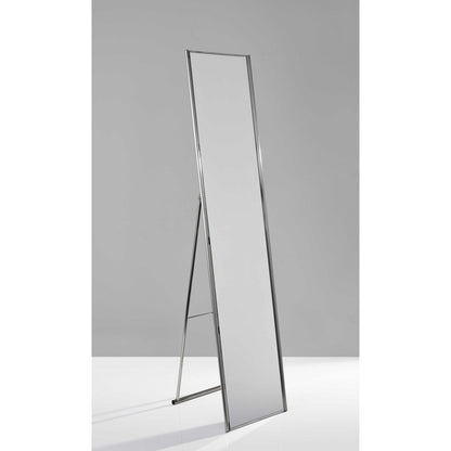 HomeRoots 13.5' x 14.5' x 59' Brushed steel Floor Mirror
