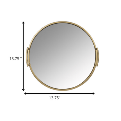 HomeRoots 14 Gold Round Mirrored Decorative Tray