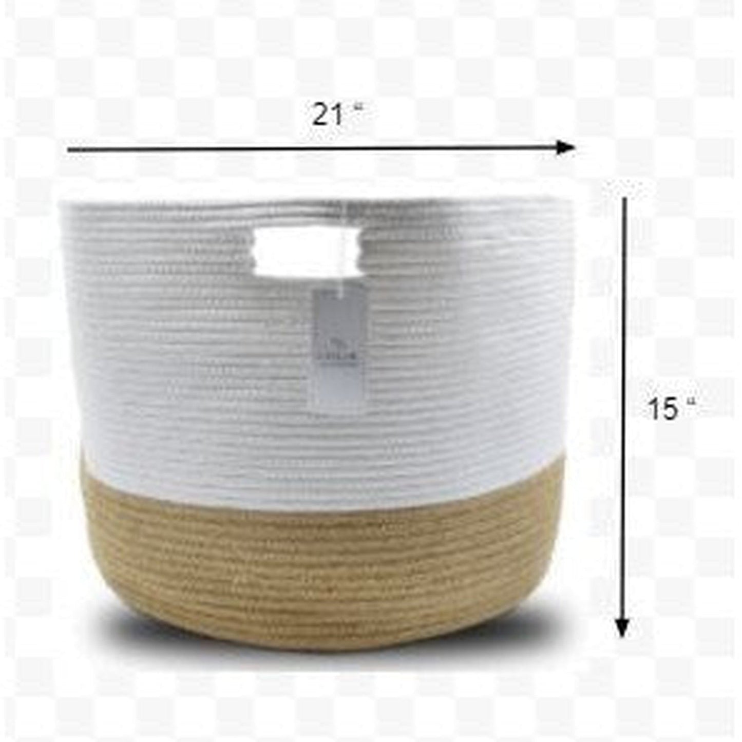 HomeRoots 15" Jute Woven Rope Basket in White and Natural Finish