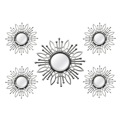 HomeRoots 15.5 Round Silver Burst Metal Framed Wall Mirror