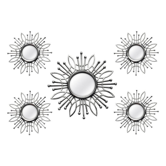 HomeRoots 15.5 Round Silver Burst Metal Framed Wall Mirror