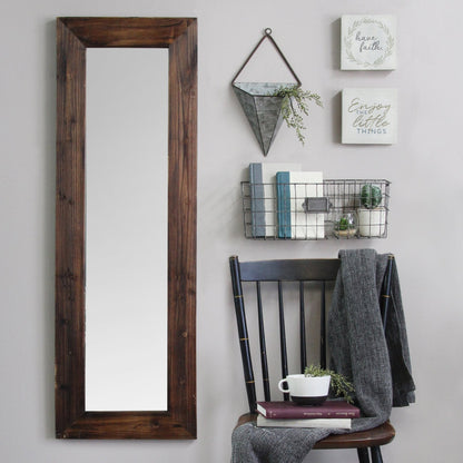 HomeRoots 15.94" x 1.26" x 48.03" Dark Natural Wood Long-Length Design Mirror