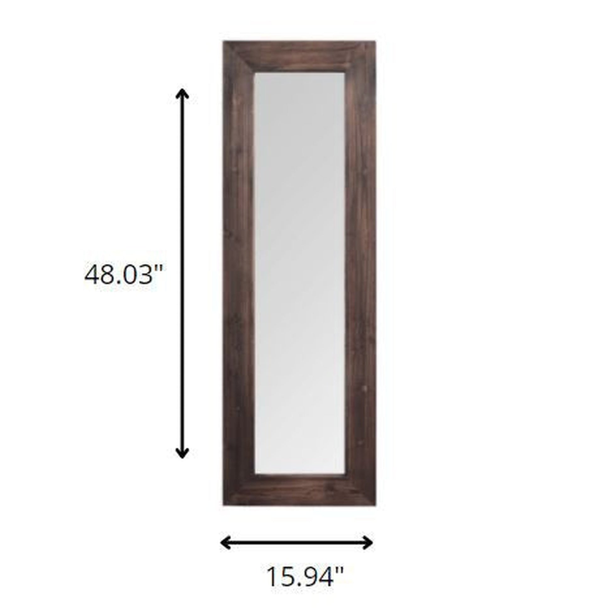 HomeRoots 15.94" x 1.26" x 48.03" Dark Natural Wood Long-Length Design Mirror