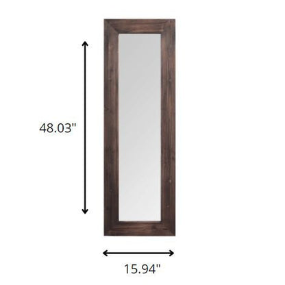 HomeRoots 15.94" x 1.26" x 48.03" Dark Natural Wood Long-Length Design Mirror