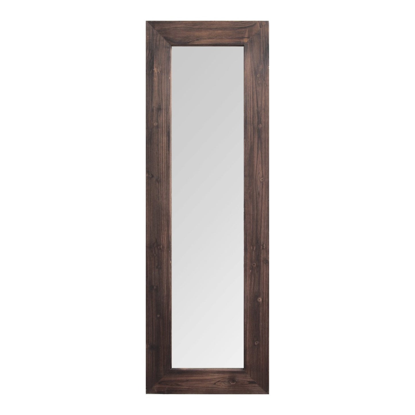 HomeRoots 15.94" x 1.26" x 48.03" Dark Natural Wood Long-Length Design Mirror