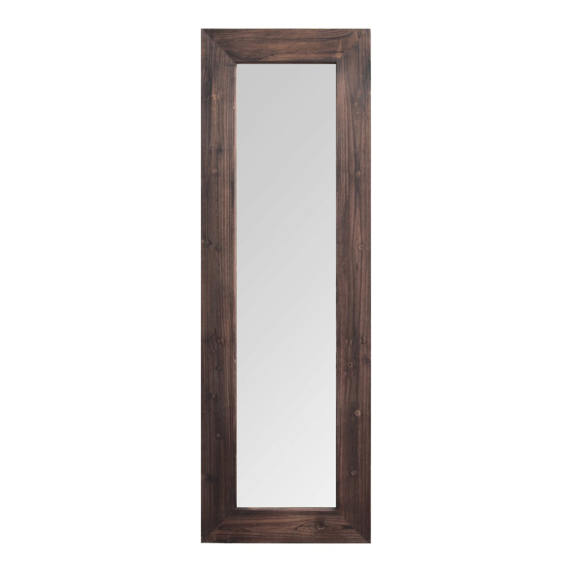 HomeRoots 15.94" x 1.26" x 48.03" Dark Natural Wood Long-Length Design Mirror