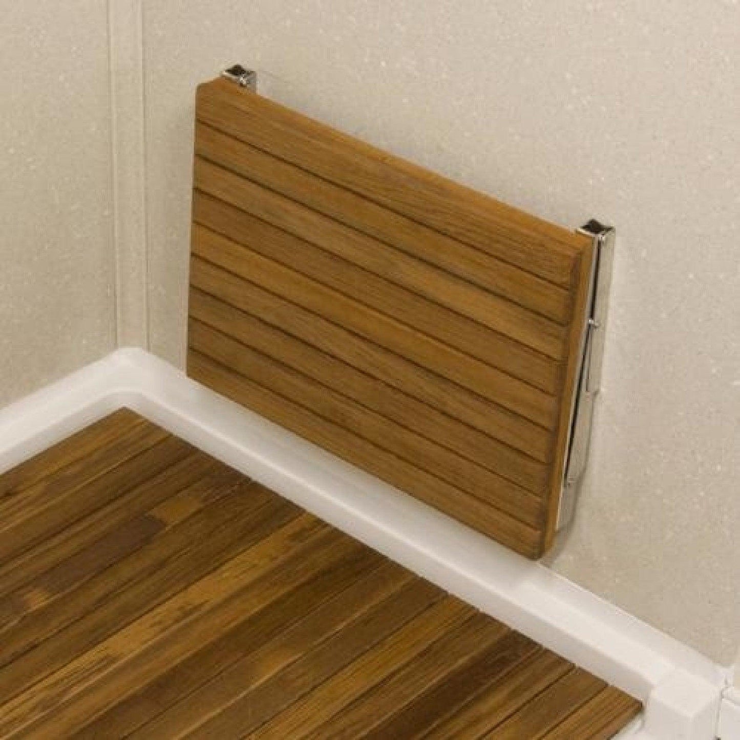 HomeRoots 17" Premium Wall Mount Teak Shower Bench