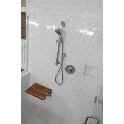 HomeRoots 17" Premium Wall Mount Teak Shower Bench