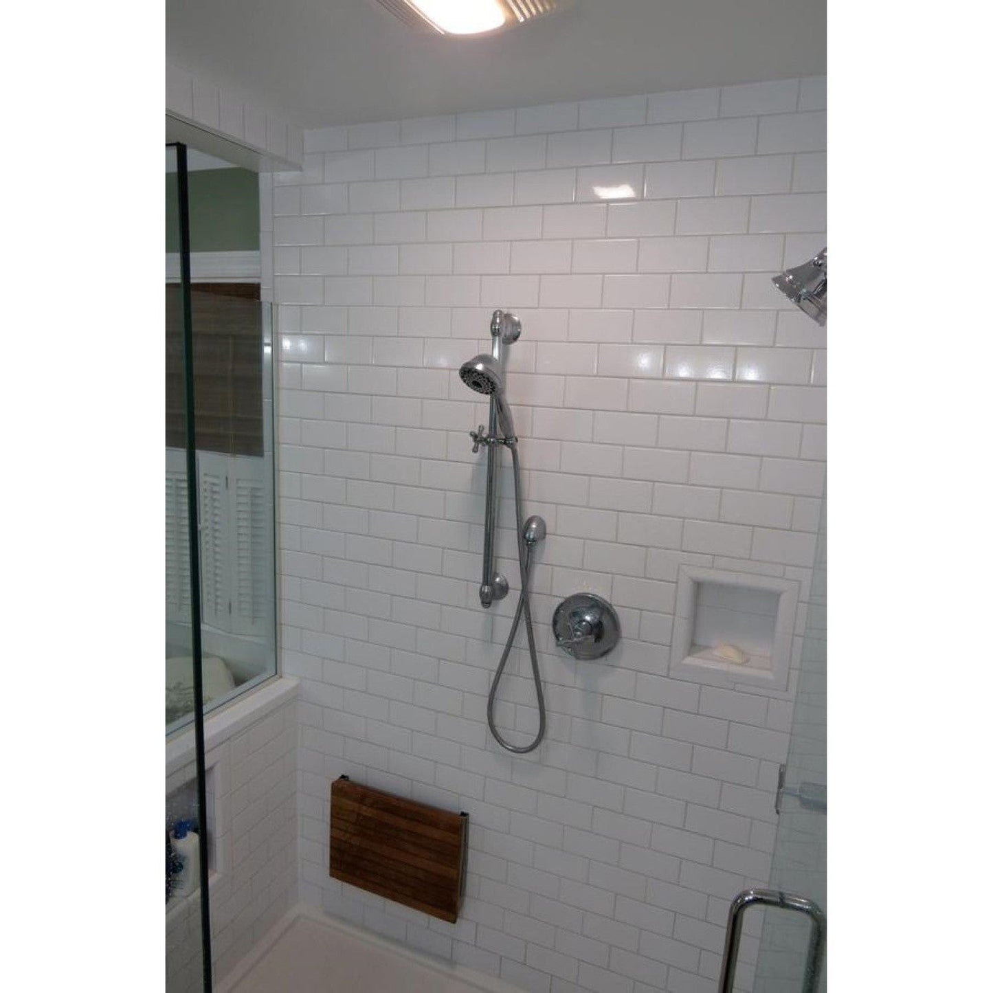 HomeRoots 17" Premium Wall Mount Teak Shower Bench