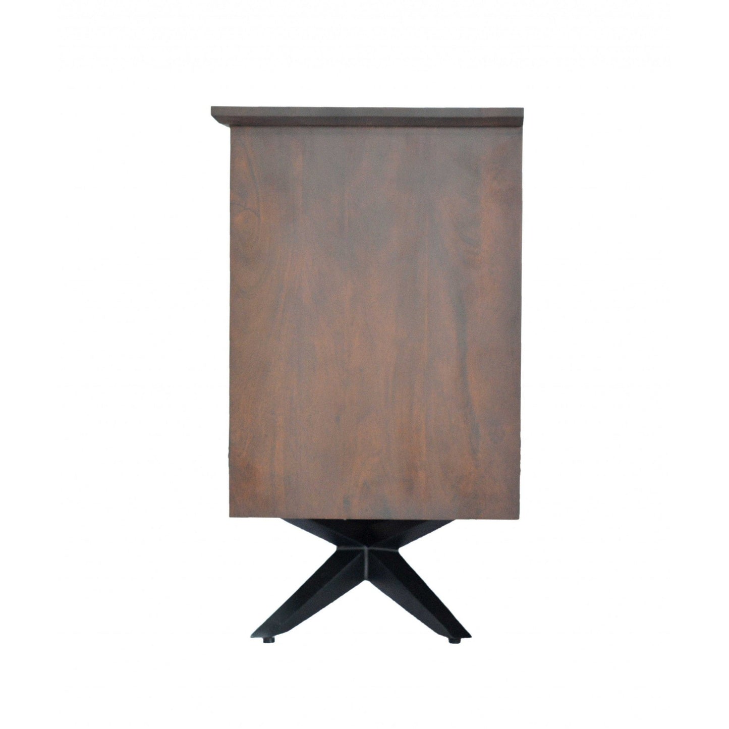 HomeRoots 18" Brown And Black Solid Wood Three Drawer Combo Cabinet