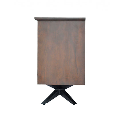 HomeRoots 18" Brown And Black Solid Wood Three Drawer Combo Cabinet