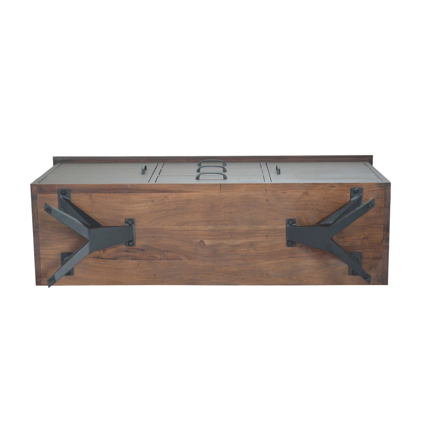 HomeRoots 18" Brown And Black Solid Wood Three Drawer Combo Cabinet