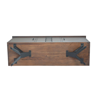 HomeRoots 18" Brown And Black Solid Wood Three Drawer Combo Cabinet