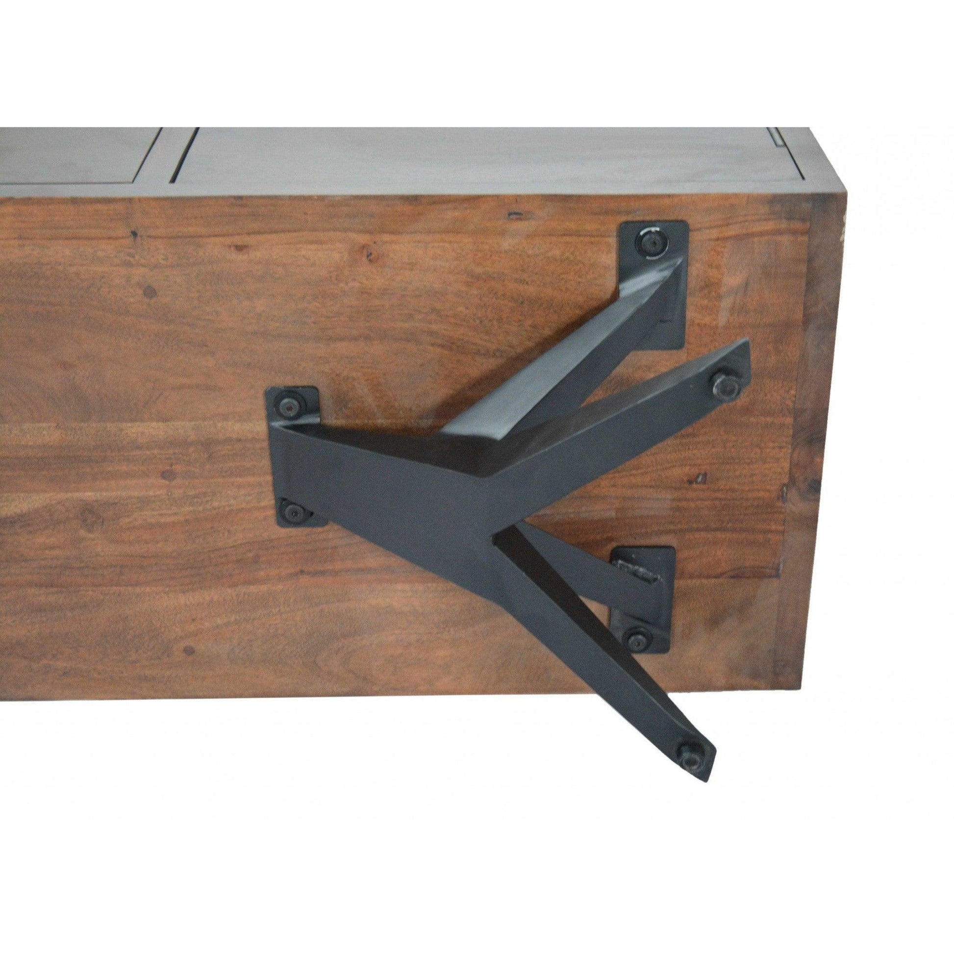 HomeRoots 18" Brown And Black Solid Wood Three Drawer Combo Cabinet
