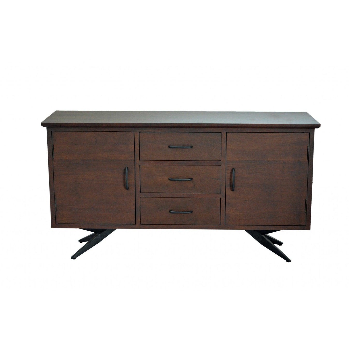 HomeRoots 18" Brown And Black Solid Wood Three Drawer Combo Cabinet