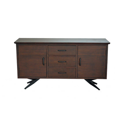 HomeRoots 18" Brown And Black Solid Wood Three Drawer Combo Cabinet