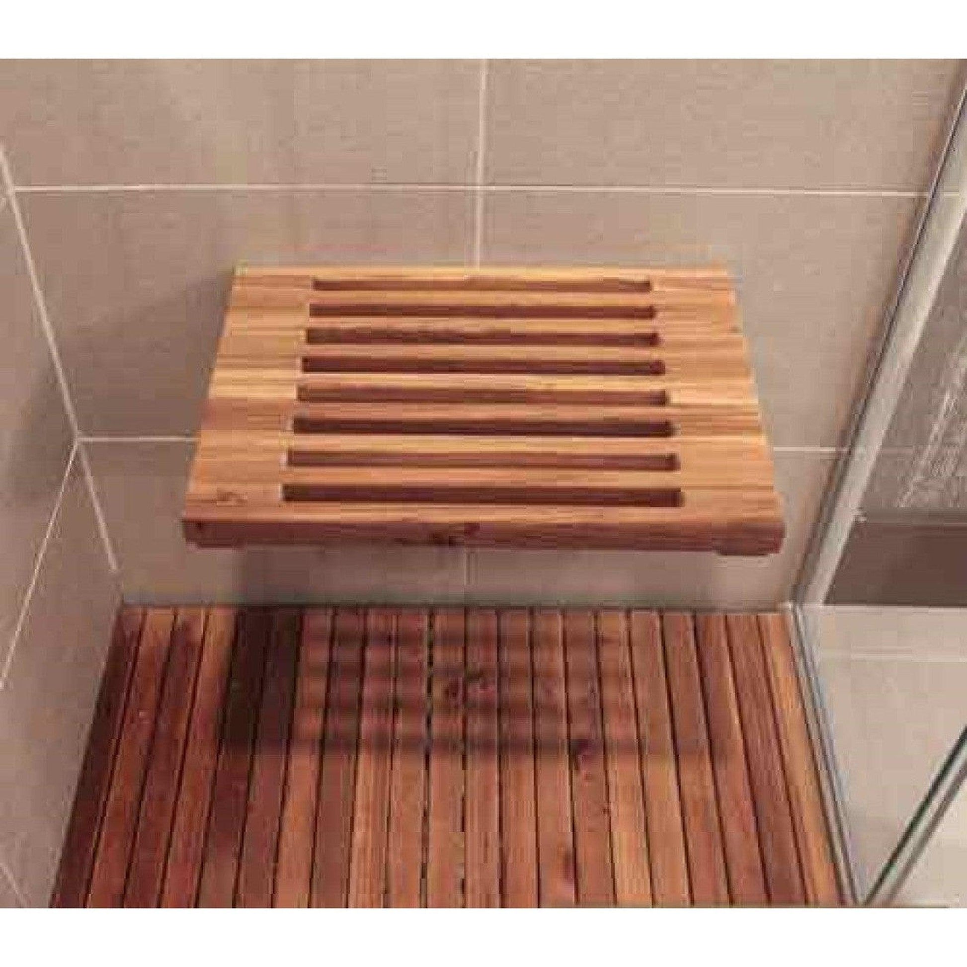HomeRoots 18" Grand Resort Wall Mount Slat Teak Shower Bench