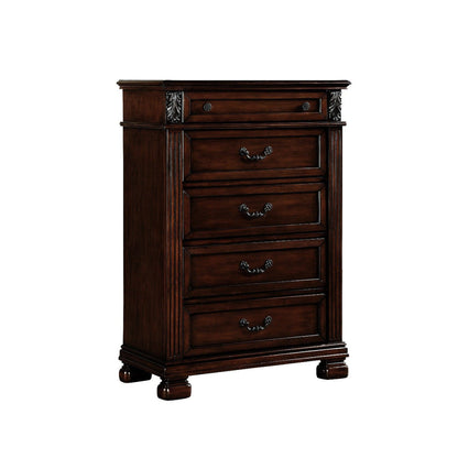 HomeRoots 18" x 36" x 51" Wood Chest in Dark Walnut Finish