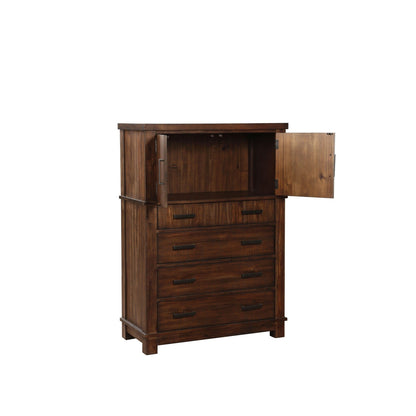 HomeRoots 18" x 38" x 54" Wood Chest in Cherry Oak Finish